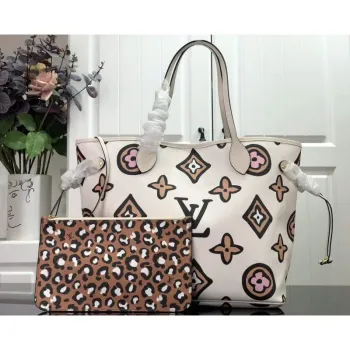 LV M45819 Louis Vuitton Neverfull MM Monogram Bag M45818 Creme