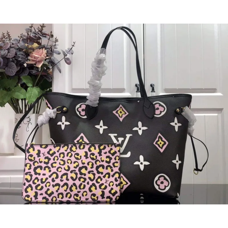 LV M45818 Louis Vuitton Neverfull MM Monogram Bag M45819 Black