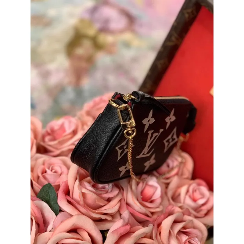 LV M80732 Mini Pochette Accessoires Bicolor Monogram Empreinte Leather Black and Beige