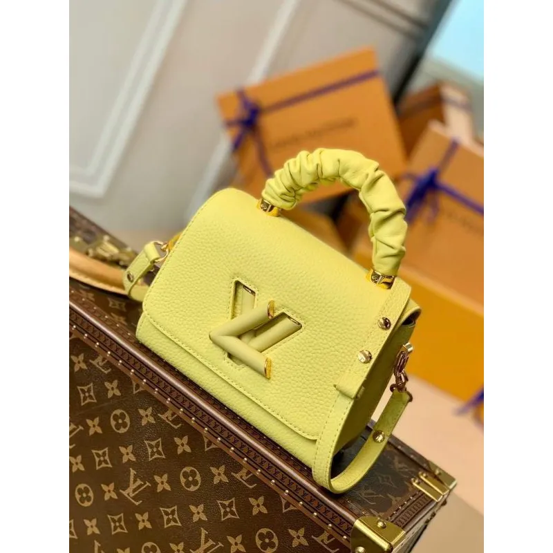 LV M58571 Louis Vuitton Twist PM Leathers Handbag Ginger Yellow