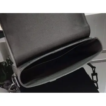 LV M57726 Louis Vuitton Trunk Messenger PM Taurillon Monogram Bag Black