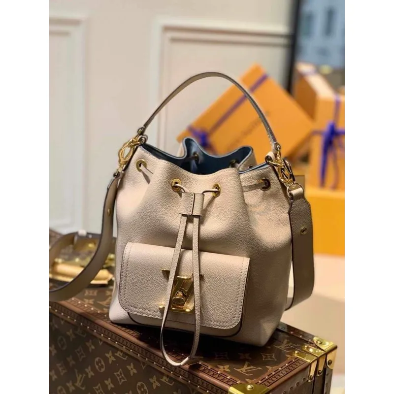 LV M57688 Louis Vuitton Lockme Bucket Bag M57687 M57689 Greige