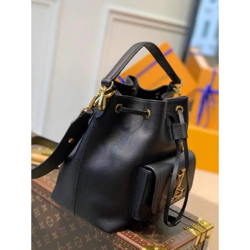 LV M57687 Louis Vuitton Lockme Bucket Bag M57688 M57689 Black