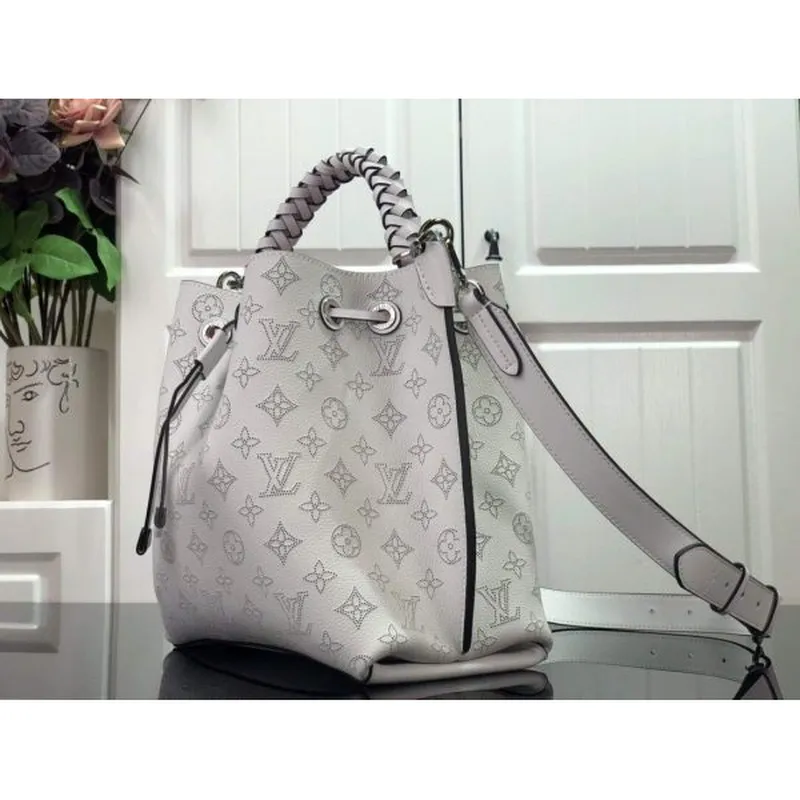 LV M58483 Louis Vuitton Muria Mahina Bucket Bag Snow White