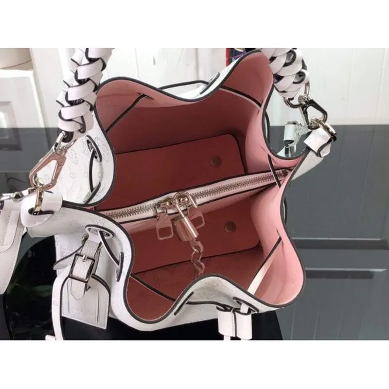 LV M58483 Louis Vuitton Muria Mahina Bucket Bag Snow White