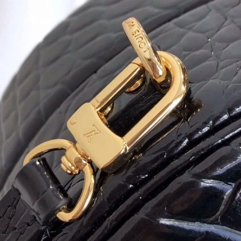 LV N93597 Louis Vuitton Petite Boite Chapeau Crocodilien Brillant N93598 Bag Black