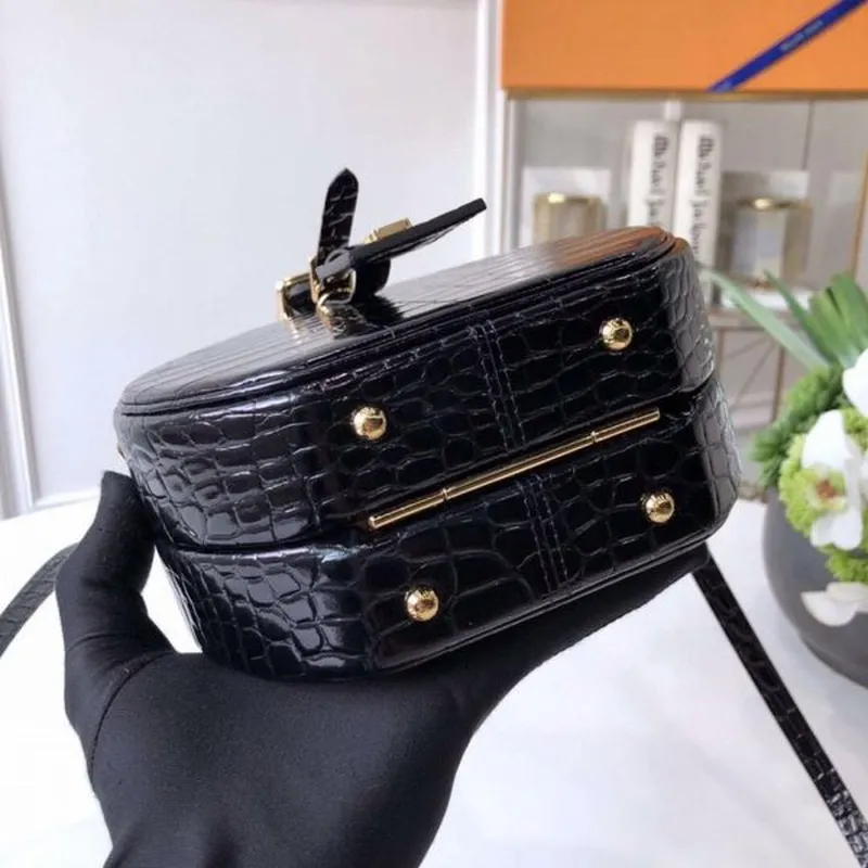 LV N93597 Louis Vuitton Petite Boite Chapeau Crocodilien Brillant N93598 Bag Black