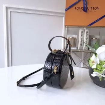 LV N93597 Louis Vuitton Petite Boite Chapeau Crocodilien Brillant N93598 Bag Black