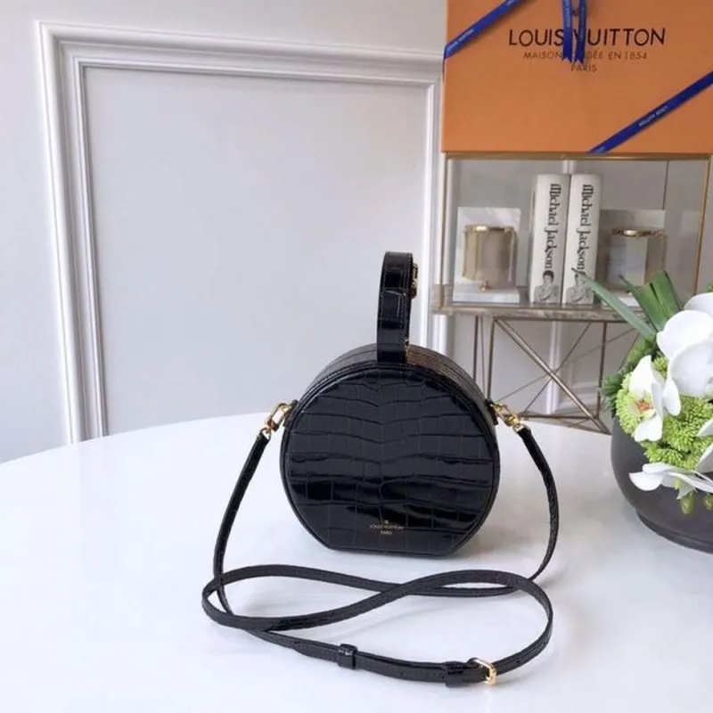 LV N93597 Louis Vuitton Petite Boite Chapeau Crocodilien Brillant N93598 Bag Black