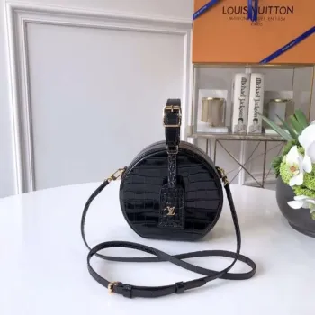 LV N93597 Louis Vuitton Petite Boite Chapeau Crocodilien Brillant N93598 Bag Black