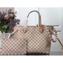 LV N50047 Louis Vuitton Neverfull MM Damier Azur Canvas Bag Pink