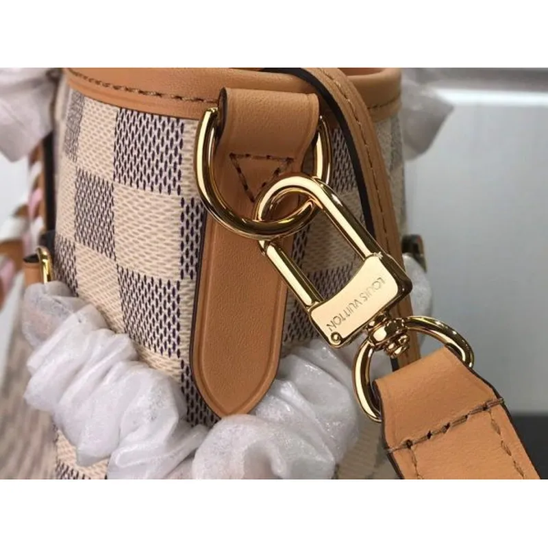 LV N50047 Louis Vuitton Neverfull MM Damier Azur Canvas Bag Pink