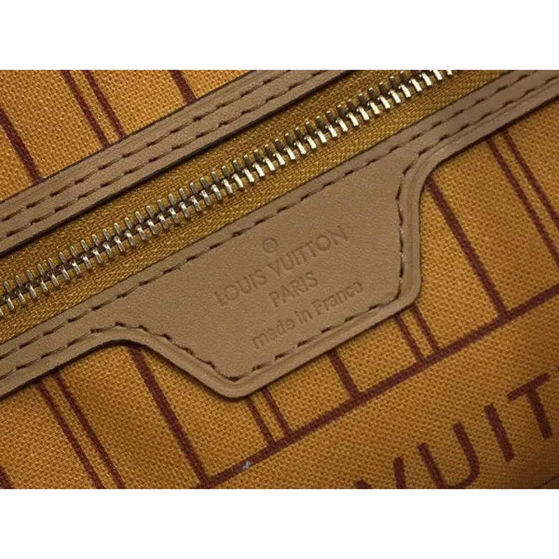 LV N50047 Louis Vuitton Neverfull MM Damier Azur Canvas Bag Pink