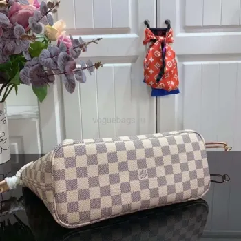 LV N41362 Louis Vuitton Neverfull PM Damier Azur M41245 Bag Pink
