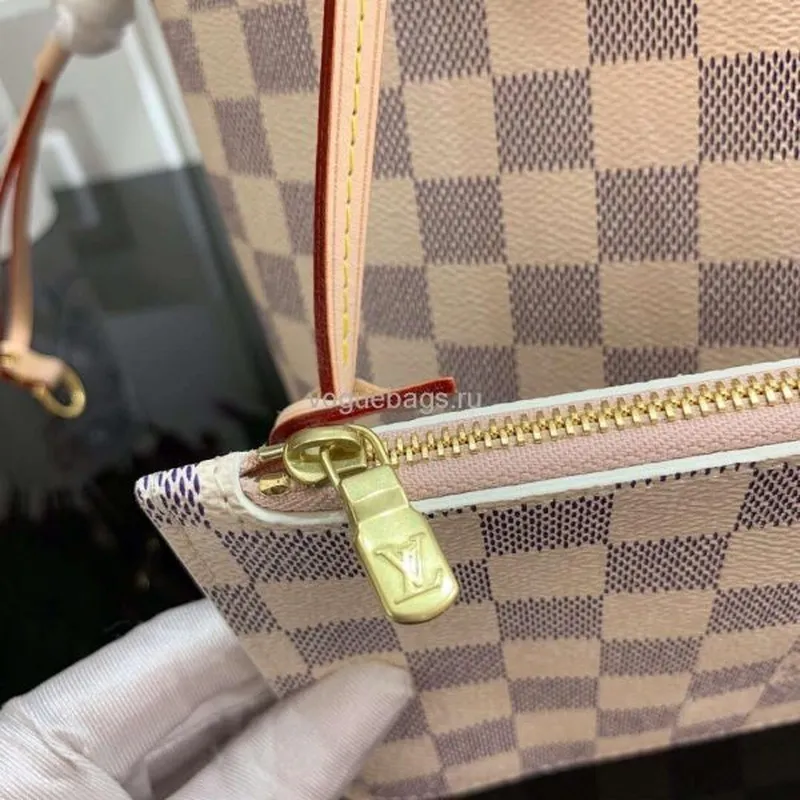 LV N41362 Louis Vuitton Neverfull PM Damier Azur M41245 Bag Pink