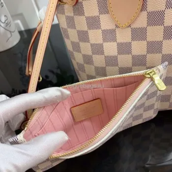 LV N41362 Louis Vuitton Neverfull PM Damier Azur M41245 Bag Pink