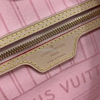 LV N41362 Louis Vuitton Neverfull PM Damier Azur M41245 Bag Pink