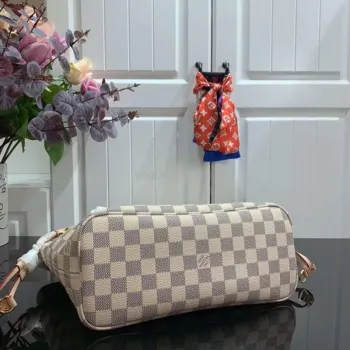 LV N41362 Louis Vuitton Neverfull PM Damier Azur M41245 Bag Beige