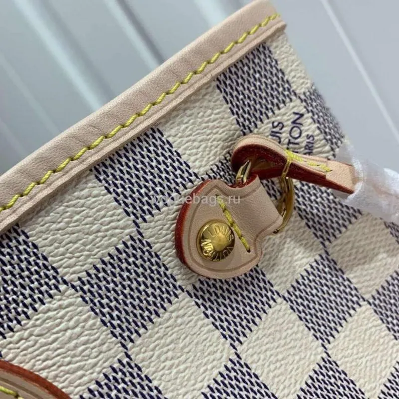 LV N41362 Louis Vuitton Neverfull PM Damier Azur M41245 Bag Beige