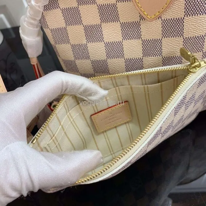 LV N41362 Louis Vuitton Neverfull PM Damier Azur M41245 Bag Beige