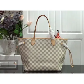 LV N41361 Louis Vuitton Neverfull MM Damier Azur N41605 Bag Beige