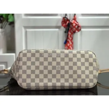 LV N41361 Louis Vuitton Neverfull MM Damier Azur N41605 Bag Beige