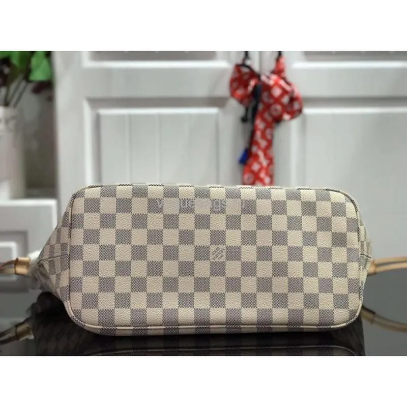 LV N41361 Louis Vuitton Neverfull MM Damier Azur N41605 Bag Beige