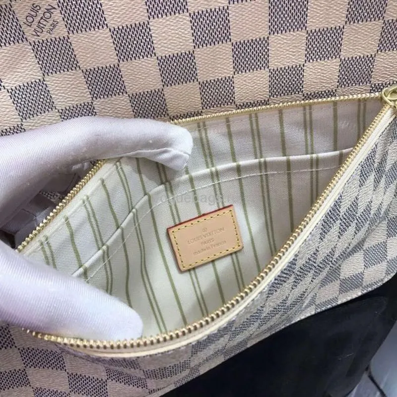 LV N41361 Louis Vuitton Neverfull MM Damier Azur N41605 Bag Beige