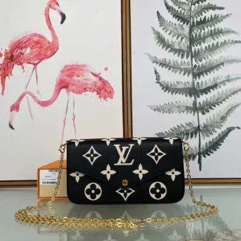LV M69977 Louis Vuitton M80482 Game on Felicie Pochette Bag Black and Beige