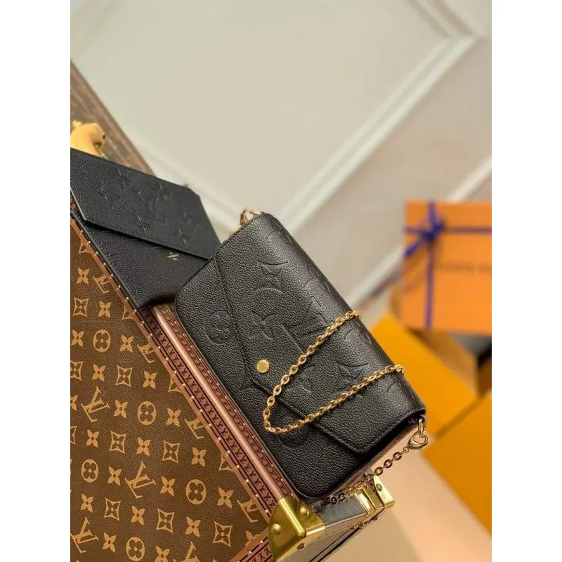 LV M64064 Louis Vuitton Felicie Pochette Monogram Bag M68697 M67856 Black