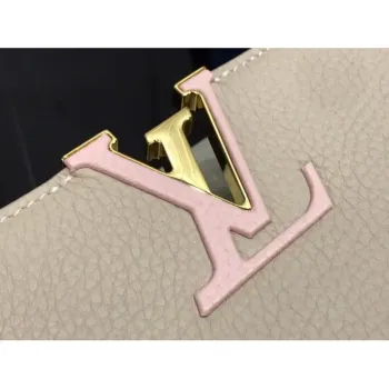LV M57523 Louis Vuitton Capucines MM Handbag Gray Pink