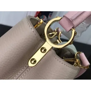 LV M57523 Louis Vuitton Capucines MM Handbag Gray Pink