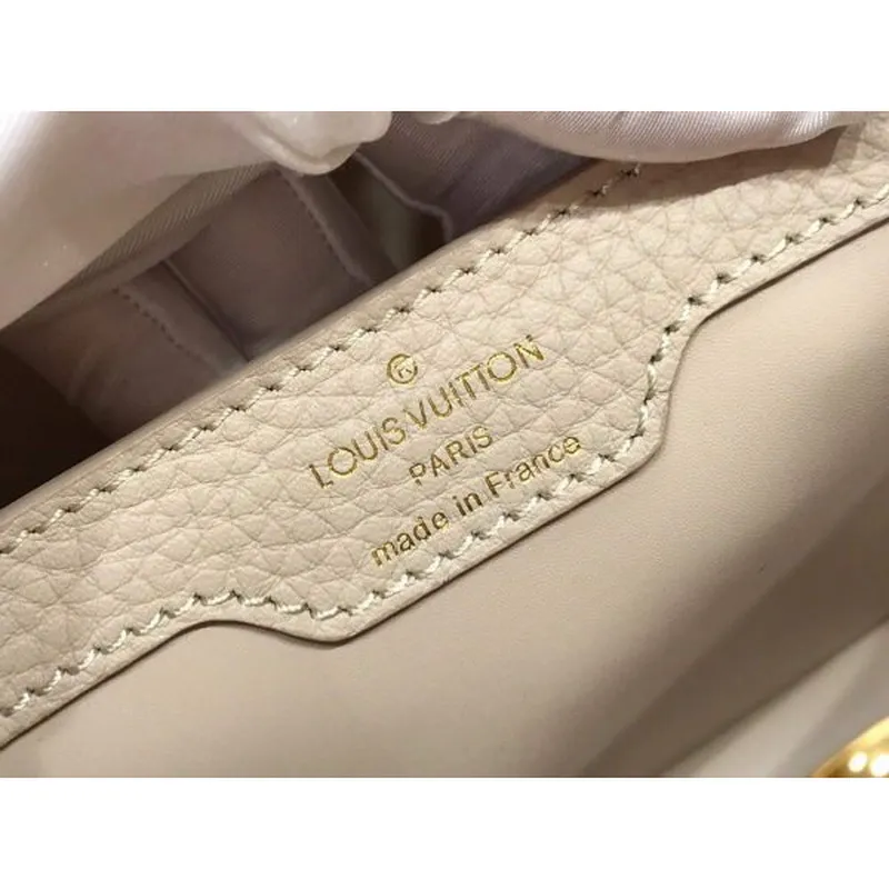 LV M57523 Louis Vuitton Capucines MM Handbag Gray Pink