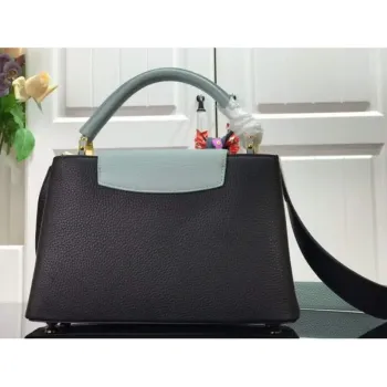 LV M57523 Louis Vuitton Capucines MM Handbag Black Blue