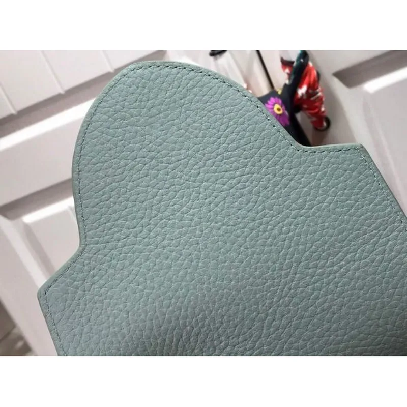 LV M57523 Louis Vuitton Capucines MM Handbag Black Blue