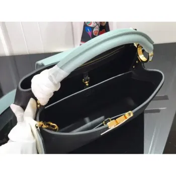 LV M57523 Louis Vuitton Capucines MM Handbag Black Blue