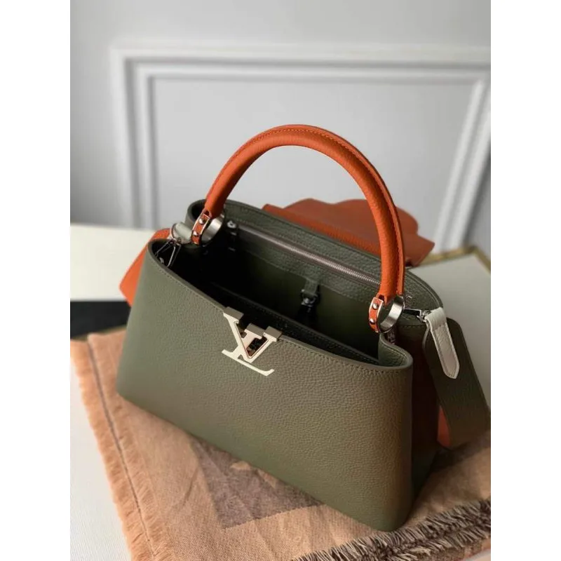 LV M57523 Louis Vuitton Capucines MM Bag Green