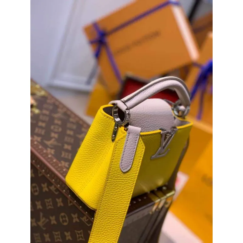 LV M57521 Louis Vuitton Capucines Mini M57520 Bag Yellow Beige