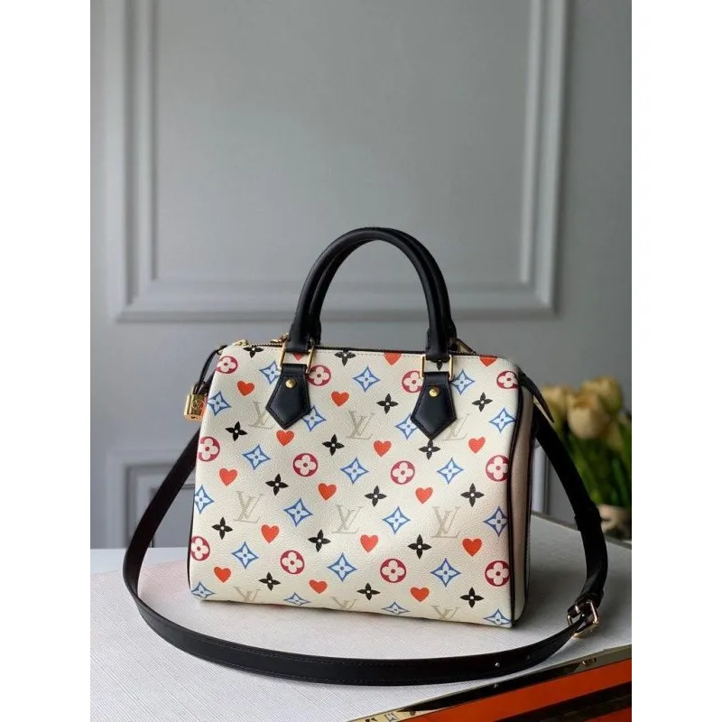 LV M57466 Louis Vuitton GAME ON Speedy Bandouliere 25 Bag White