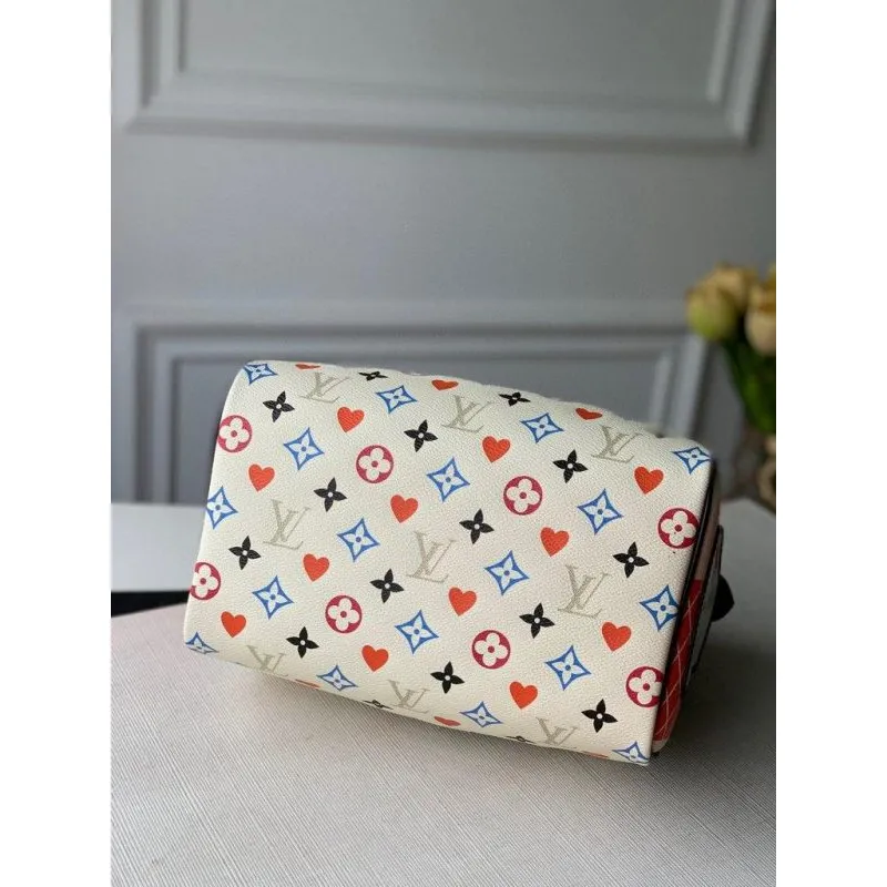 LV M57466 Louis Vuitton GAME ON Speedy Bandouliere 25 Bag White