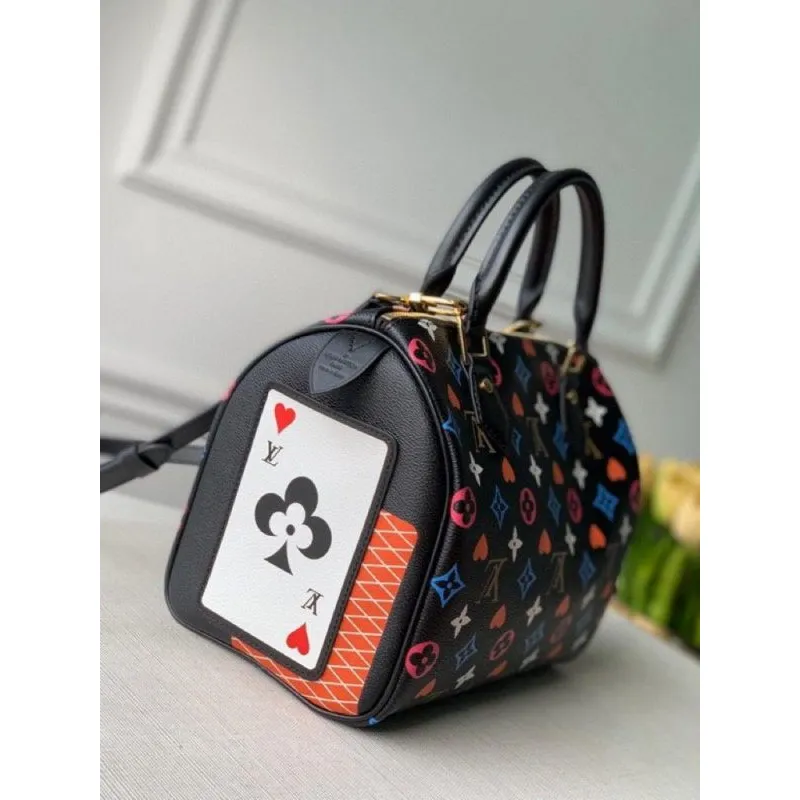LV M57466 Louis Vuitton GAME ON Speedy Bandouliere 25 Bag Black