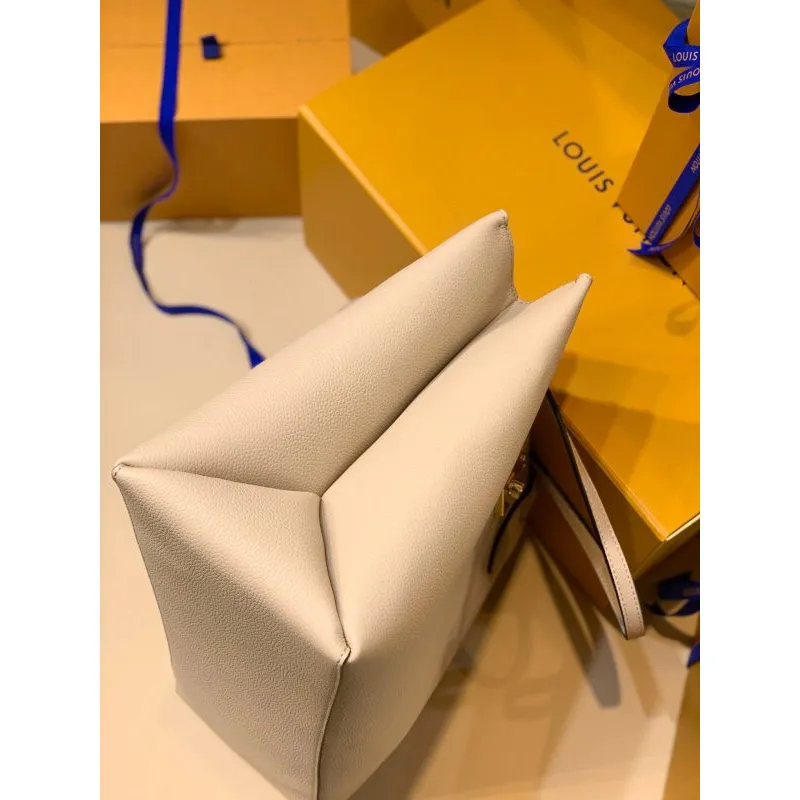 LV M57346 Louis Vuitton Lockme Shopper M57347 Bag Grained Calf Leather Greige