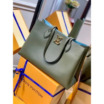 LV M57345 Louis Vuitton M57346 Lockme Shopper M57347 Bag Grained Calf Leather Green