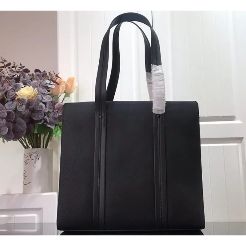 LV M57308 Louis Vuitton Tote Bag Black Grained Calf Leather