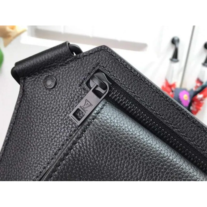 LV M57081 Louis Vuitton Sling Bag Black Grained Calf Leather