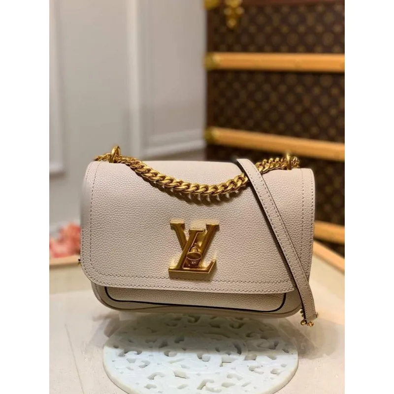 LV M57072 Louis Vuitton M57067 Lockme Chain PM Shoulder Bags in Greige