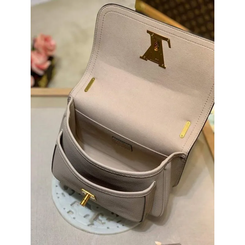LV M57072 Louis Vuitton M57067 Lockme Chain PM Shoulder Bags in Greige