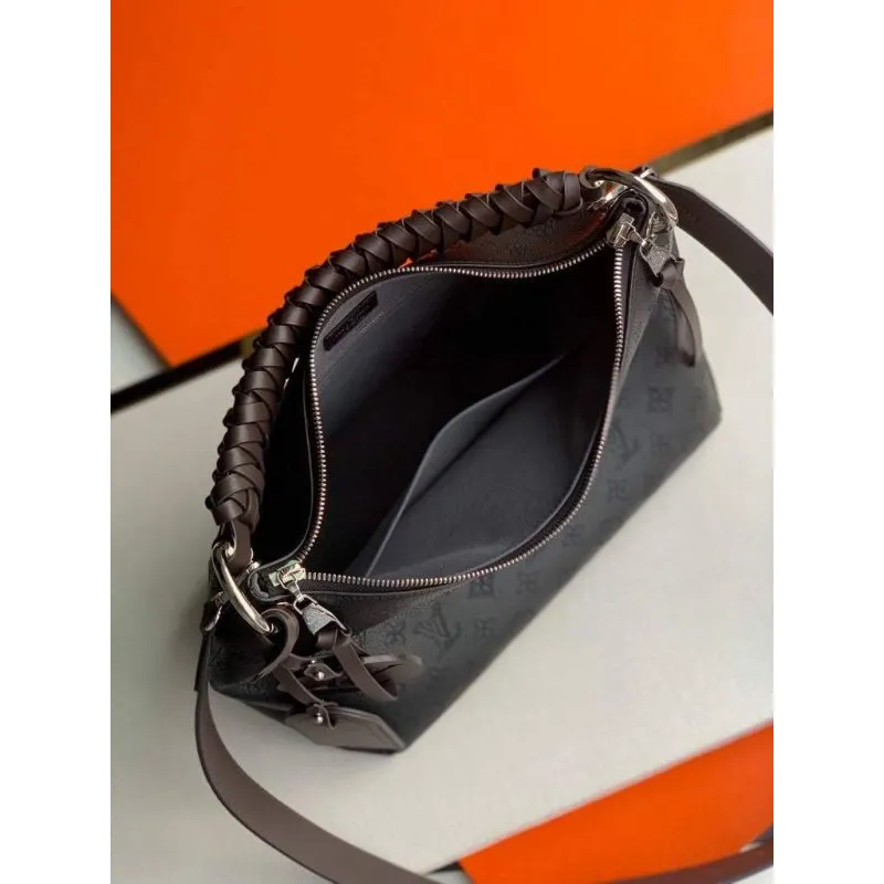 LV M56073 Louis Vuitton M56084 Beaubourg Hobo MM Mahina Black