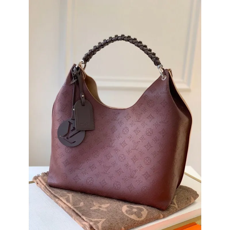 LV M53188 Louis Vuitton Carmel Mahina Bag M52950 Wine Red