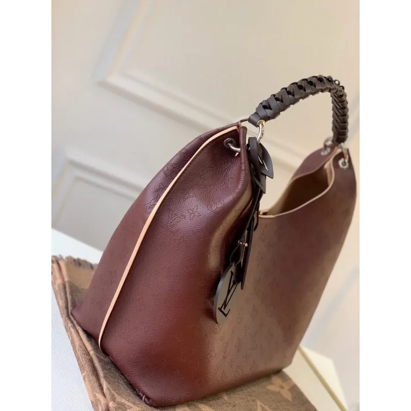 LV M53188 Louis Vuitton Carmel Mahina Bag M52950 Wine Red